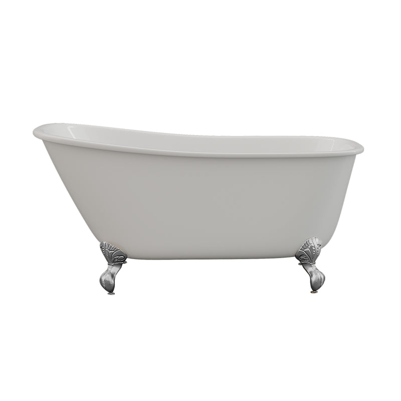 Cambridge Plumbing Cast Iron Swedish Slipper Tub 54"x30", No Faucet Drillings PC Feet