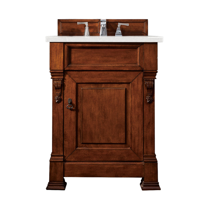 James Martin Brookfield 26" Warm Cherry Single Vanity with 3 cm Eternal Serena Quartz Top 147-114-V26-WCH-3ESR