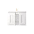 James Martin Alicante' 39.5" Single Vanity Cabinet Glossy White with White Glossy Composite Countertop E110V39.5GWWG