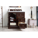 James Martin De Soto 36" Single Vanity Burnished Mahogany with 3 cm Carrara Marble Top 825-V36-BNM-3CAR