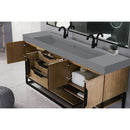 James Martin Columbia 72" Double Vanity Latte Oak Matte Black with Dusk Gray Glossy Composite Top 388-V72D-LTO-MB-DGG