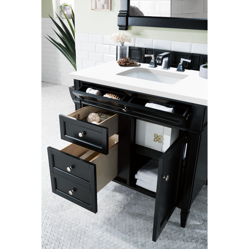 James Martin Brittany 36" Black Onyx Single Vanity with 3 cm Classic White Quartz Top 650-V36-BKO-3CLW