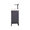 James Martin Chianti 16" Single Vanity Cabinet Mineral Grey Matte Black with White Glossy Resin Countertop E303-V16-MG-MBK-WG