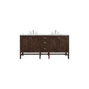 James Martin Addison 72" Double Vanity Cabinet Mid Century Acacia with 3 cm Ethereal Noctis Quartz Top E444-V72-MCA-3ENC