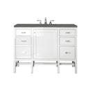 James Martin Addison 48" Single Vanity Cabinet Glossy White with 3 cm Grey Expo Quartz Top E444-V48-GW-3GEX