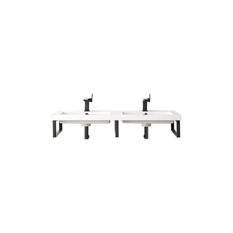 James Martin Three Boston 18" Wall Brackets Matte Black with 47" White Glossy Composite Countertop 055BK18MBK47WG2