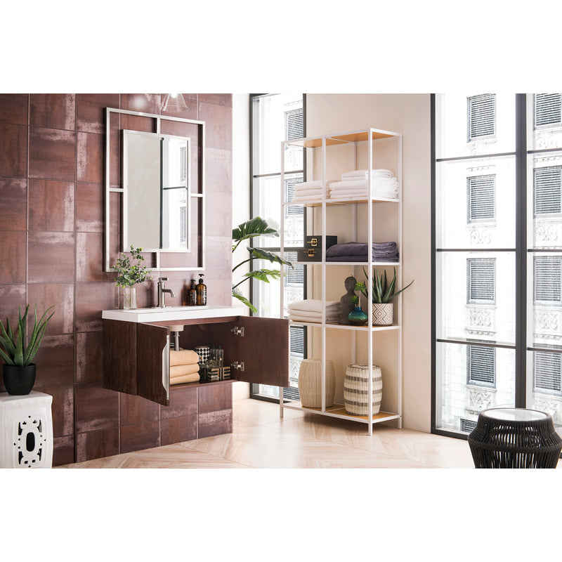 James Martin Columbia 31.5" Single Vanity Cabinet Coffee Oak with White Glossy Resin Countertop 388-V31.5-CFO-WG