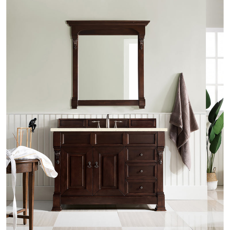 James Martin Brookfield 48" Burnished Mahogany Single Vanity with 3 cm Eternal Marfil Quartz Top 147-114-5266-3EMR