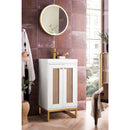 James Martin Chianti 20" Single Vanity Cabinet Glossy White Radiant Gold with White Glossy Composite Countertop E303V20GWRGDWG