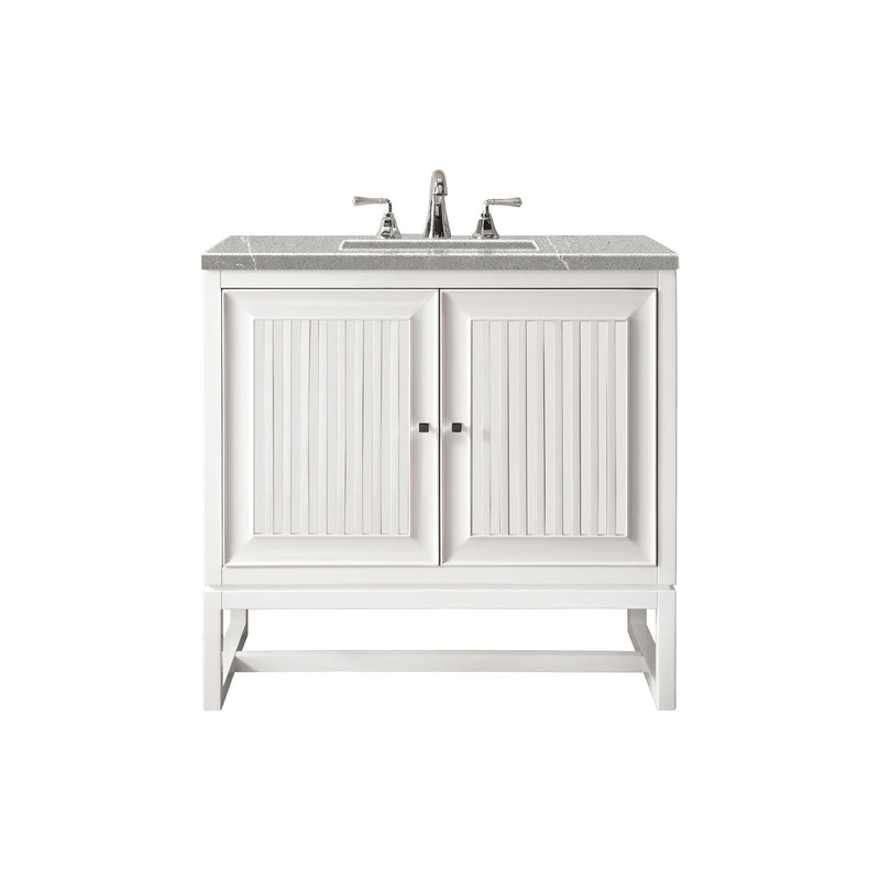 James Martin Athens 30" Single Vanity Cabinet Glossy White with 3 cm Eternal Serena Top E645-V30-GW-3ESR