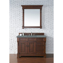 James Martin Brookfield 48" Warm Cherry Single Vanity with 3 cm Cala Blue Quartz Top 147-114-5286-3CBL