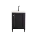 James Martin Britannia 24" Single Vanity Cabinet Black Onyx with White Glossy Resin Countertop E652-V24-BKO-WG