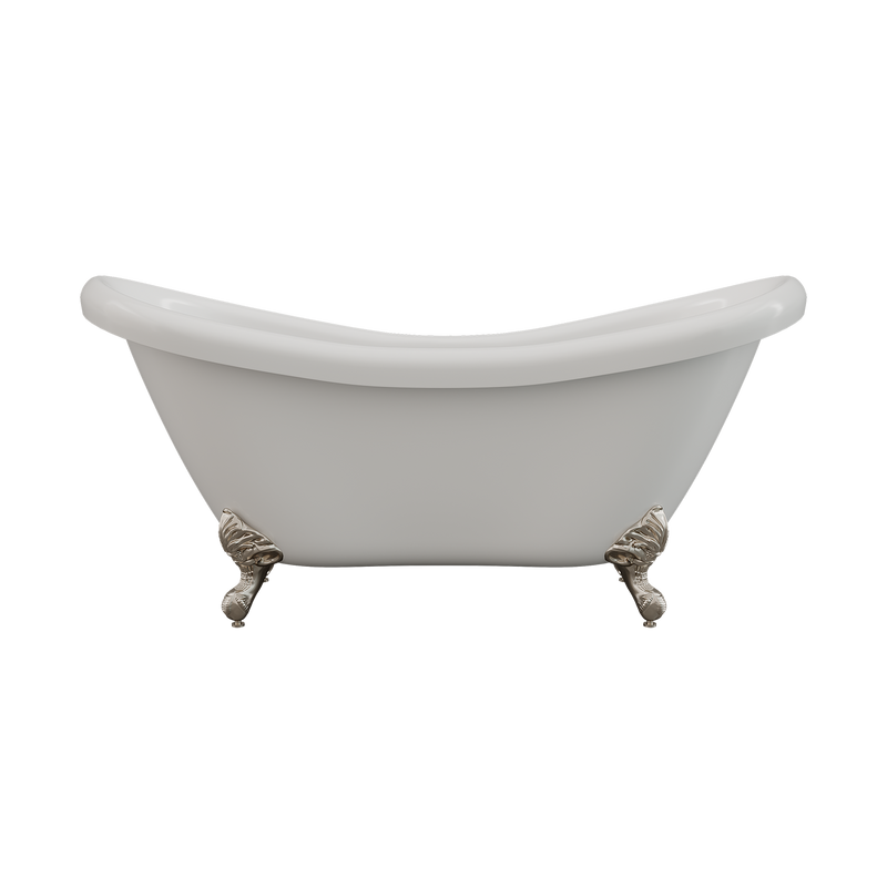 Cambridge Plumbing Acrylic Double Ended Slipper Bathtub 68"x28" No Drillings and BN Feet