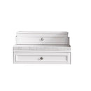 James Martin De Soto 82" Double Vanity Set Bright White with Makeup Table 3 cm Eternal Serena Quartz Top 825-V82-BW-DU-ESR