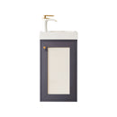 James Martin Chianti 16" Single Vanity Cabinet Mineral Grey with White Glossy Resin Countertop E303-V16-MG-WG