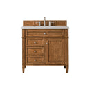 James Martin Brittany 36" Saddle Brown Single Vanity with 3 cm Eternal Serena Quartz Top 650-V36-SBR-3ESR