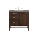 James Martin Addison 36" Single Vanity Cabinet Mid Century Acacia with 3 cm Grey Expo Quartz Top E444-V36-MCA-3GEX