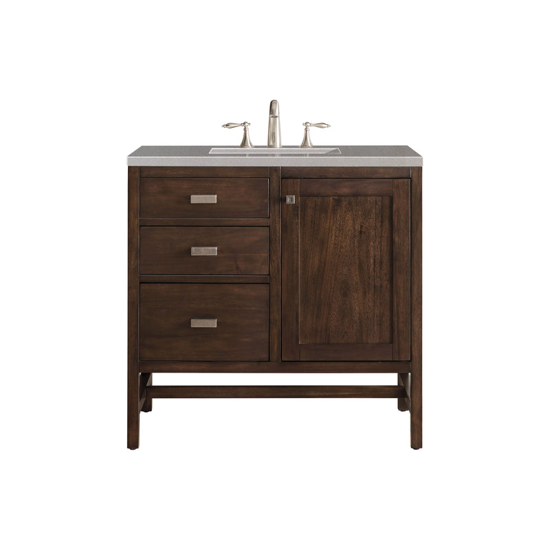 James Martin Addison 36" Single Vanity Cabinet Mid Century Acacia with 3 cm Grey Expo Quartz Top E444-V36-MCA-3GEX