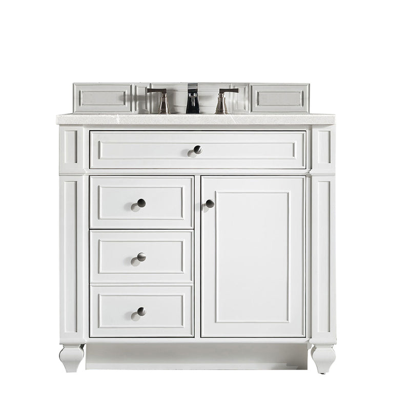 James Martin Bristol 36" Single Vanity Bright White with 3 cm Eternal Serena Quartz Top 157-V36-BW-3ESR