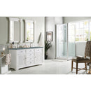 James Martin Savannah 60" Double Vanity Cabinet Bright White with 3 cm Cala Blue Quartz Top 238-104-V60D-BW-3CBL