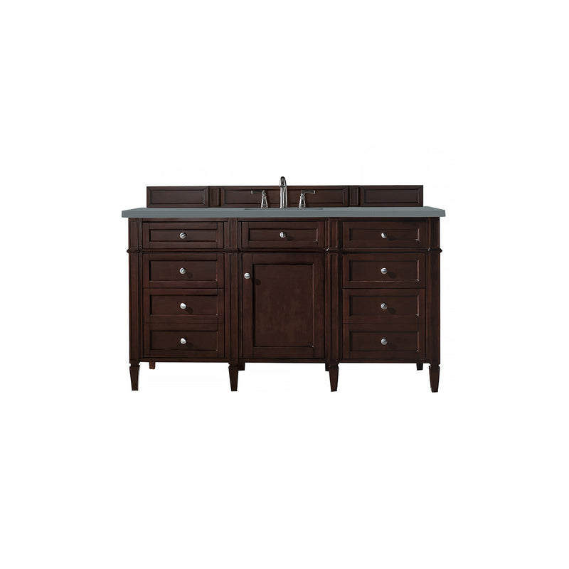 James Martin Brittany 60" Burnished Mahogany Single Vanity with 3 cm Cala Blue Quartz Top 650-V60S-BNM-3CBL