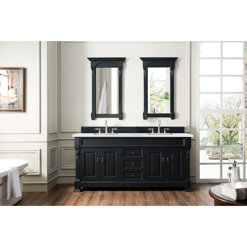 James Martin Brookfield 72" Antique Black Double Vanity with 3 cm Eternal Jasmine Pearl Quartz Top 147-114-5731-3EJP