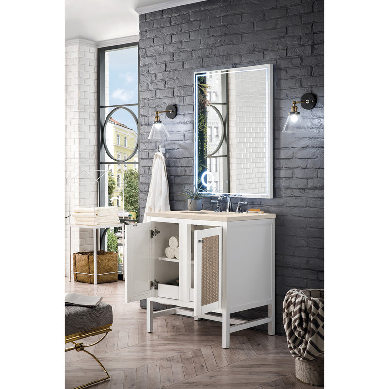 James Martin Addison 30" Single Vanity Cabinet with Doors Glossy White with 3 cm Eternal Marfil Top E445-V30-GW-3EMR