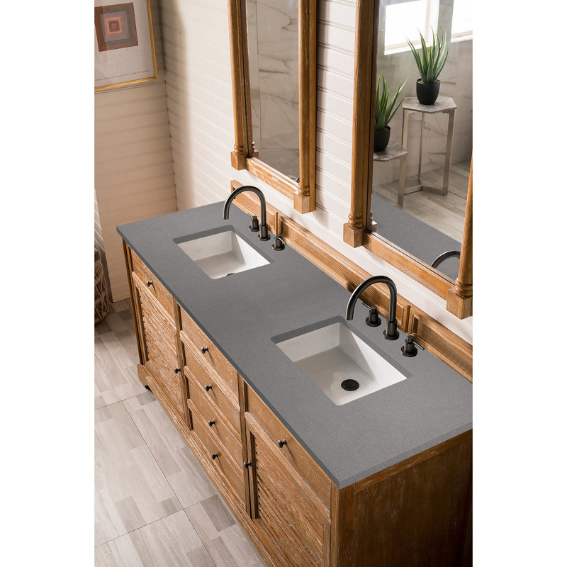 James Martin Savannah 72" Double Vanity Cabinet Driftwood with 3 cm Gray Expo Quartz Top 238-104-5711-3GEX