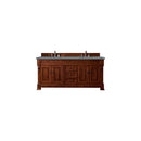 James Martin Brookfield 72" Warm Cherry Double Vanity with 3 cm Cala Blue Quartz Top 147-114-5781-3CBL