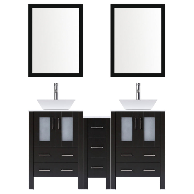 LessCare 84" Modern Bathroom Vanity Set with Mirror and Sink LV2-C15-84-B (Espresso)