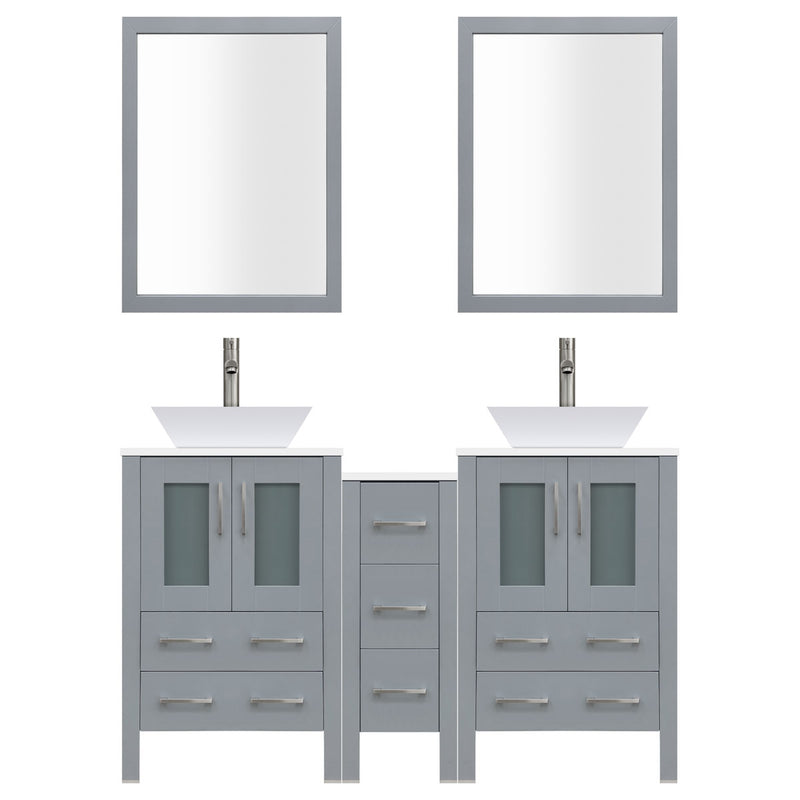 LessCare 84" Modern Bathroom Vanity Set with Mirror and Sink LV2-C15-84-G (Gray)