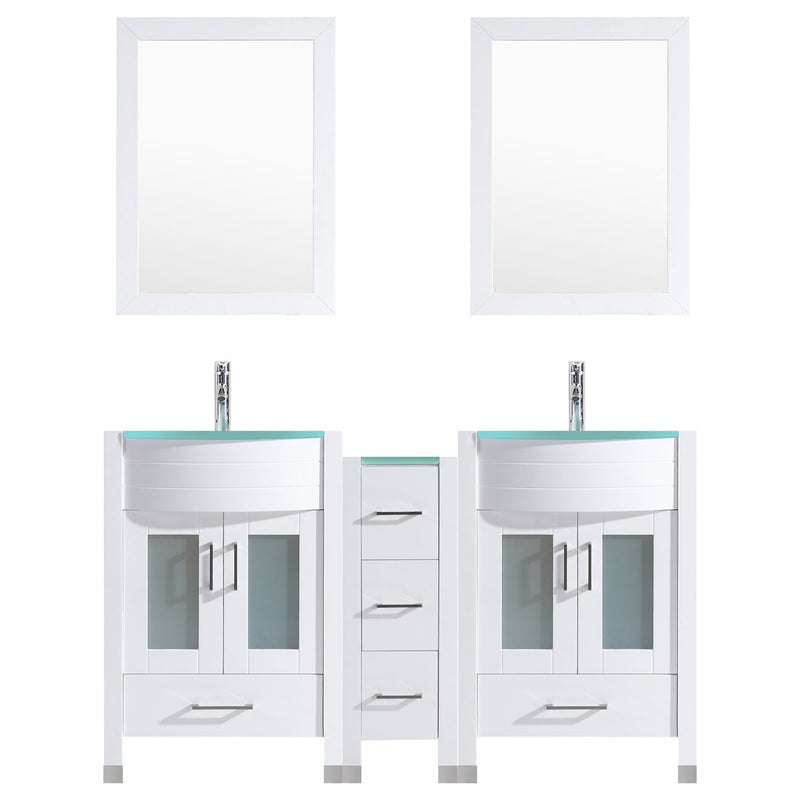 LessCare 84 White Vanity Set - Two 36 Sink Bases, One 12 Drawer Base (LV3-C15-84-W)