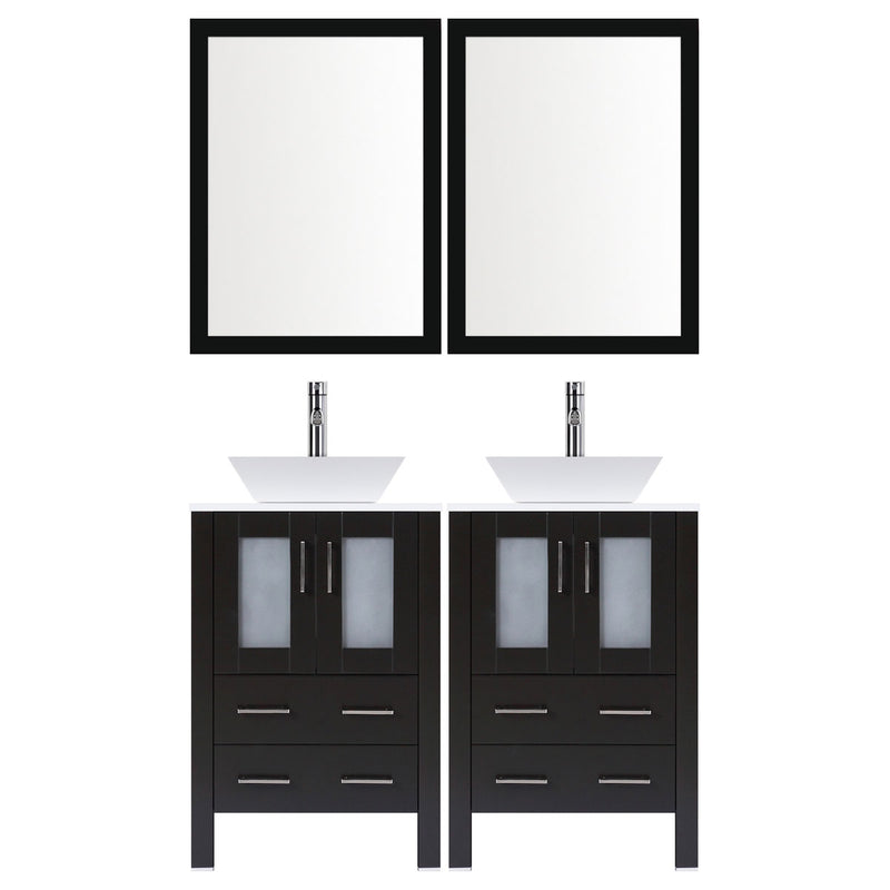 LessCare 60" Modern Bathroom Vanity Set with Mirror and Sink LV2-C11-60-B (Espresso)