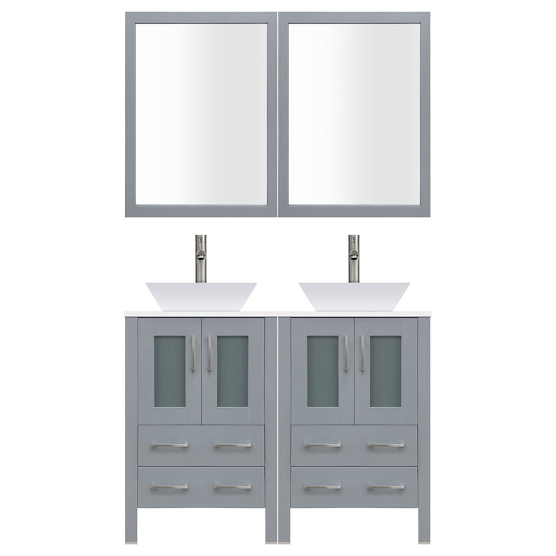 LessCare 60" Modern Bathroom Vanity Set with Mirror and Sink LV2-C11-60-G (Gray)