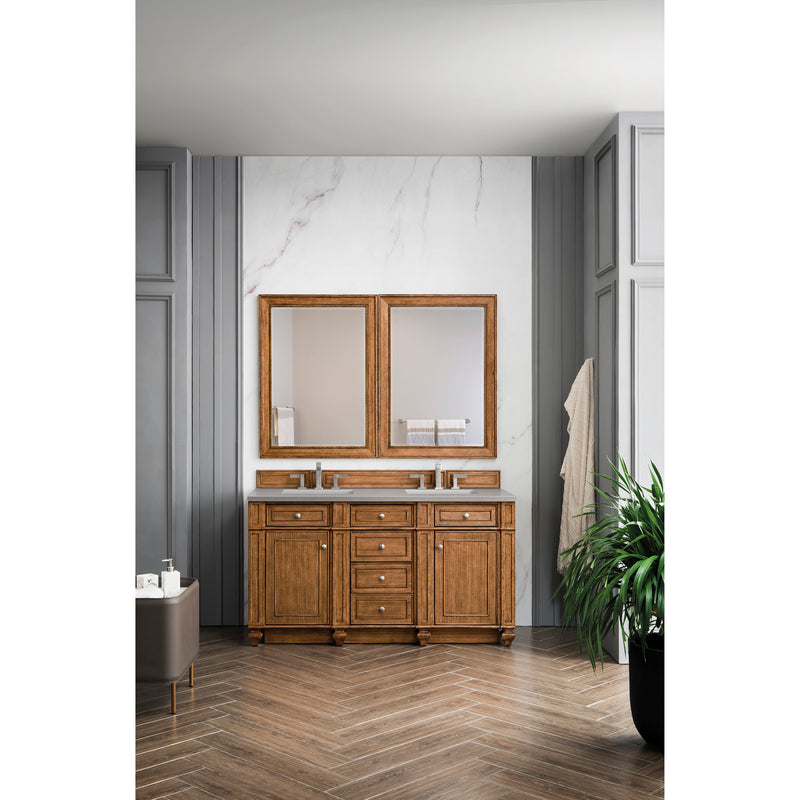 James Martin Bristol 60" Double Vanity Saddle Brown with 3 cm Gray Expo Quartz Top 157-V60D-SBR-3GEX