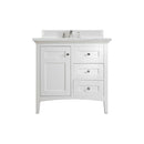 James Martin Palisades 36" Single Vanity Bright White with 3 cm Ethereal Noctis Quartz Top 527-V36-BW-3ENC