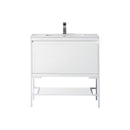 James Martin Milan 35.4" Single Vanity Cabinet Glossy White Glossy White with Glossy White Composite Top 801V35.4GWGWGW