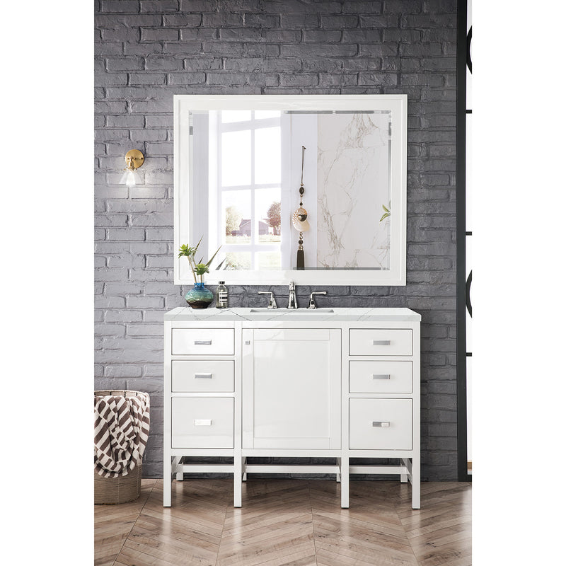 James Martin Addison 48" Single Vanity Cabinet Glossy White with 3 cm Ethereal Noctis Top E444-V48-GW-3ENC