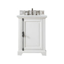 James Martin Providence 26" Single Vanity Cabinet Bright White with 3 cm Ethereal Noctis Quartz Top 238-105-V26-BW-3ENC