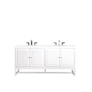 James Martin Athens 72" Double Vanity Cabinet Glossy White with 3 cm Classic White Quartz Top E645-V72-GW-3CLW