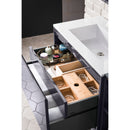 James Martin Milan 31.5" Single Vanity Cabinet Modern Gray Glossy Brushed Nickel with Glossy White Composite Top 801V31.5MGGBNKGW