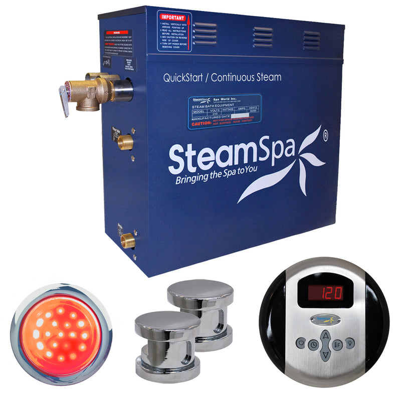 SteamSpa Indulgence 12 KW QuickStart Acu-Steam Bath Generator Package in Polished Chrome