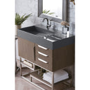 James Martin Columbia 36" Single Vanity Ash Gray with Dusk Gray Glossy Composite Top 388-V36-AGR-BN-DGG