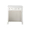 James Martin De Soto 30" Countertop Unit Makeup Counter Bright White with 3 cm Classic White Quartz Top 825-CU30-BW-3CLW