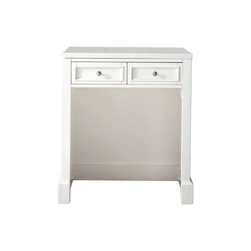 James Martin De Soto 30" Countertop Unit Makeup Counter Bright White with 3 cm Classic White Quartz Top 825-CU30-BW-3CLW