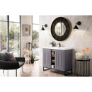 James Martin Alicante' 39.5" Single Vanity Cabinet Gray Smoke Matte Black with White Glossy Resin Countertop E110-V39.5-GSM-MBK-WG