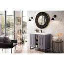 James Martin Alicante' 39.5" Single Vanity Cabinet Gray Smoke Matte Black with White Glossy Composite Countertop E110V39.5GSMMBKWG