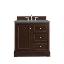 James Martin De Soto 36" Single Vanity Burnished Mahogany with 3 cm Cala Blue Quartz Top 825-V36-BNM-3CBL