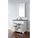 James Martin Savannah 36" Single Vanity Cabinet Bright White with 3 cm Cala Blue Quartz Top 238-104-V36-BW-3CBL