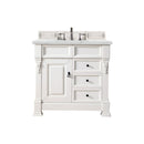 James Martin Brookfield 36" Bright White Single Vanity with 3 cm Ethereal Noctis Quartz Top 147-V36-BW-3ENC